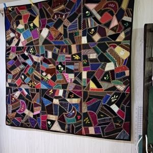 Victorian Antique Crazy Quilt Dated 1888-1895 Lancaster,Pennsylvania 69in.x68in.